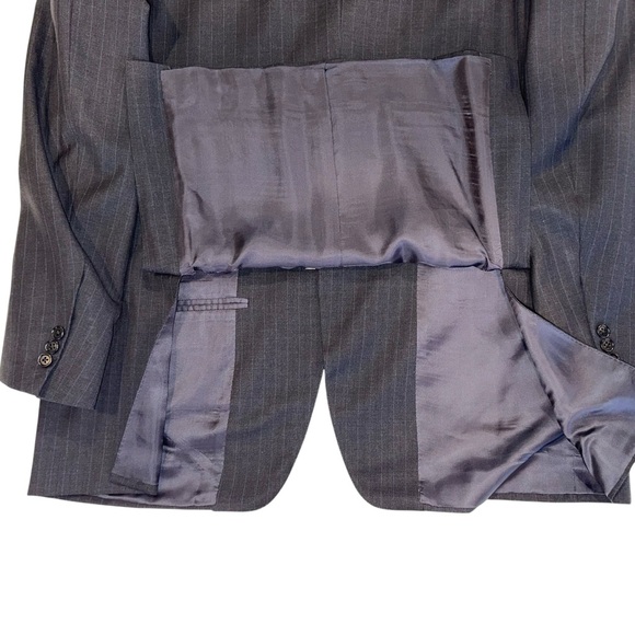 CANALI Mens Blazer Super 120s Made in Italy Black/Blue Pinstripe Sport Coat 46R - Picture 6 of 16